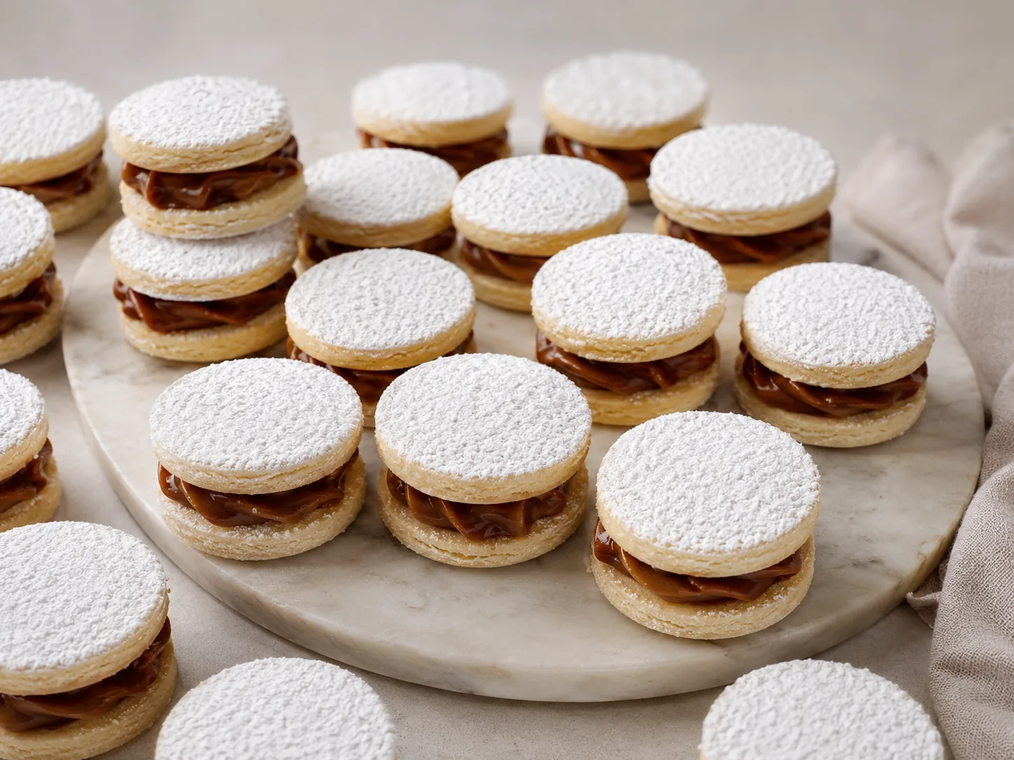Alfajores — dulce de leche, powdered sugar
