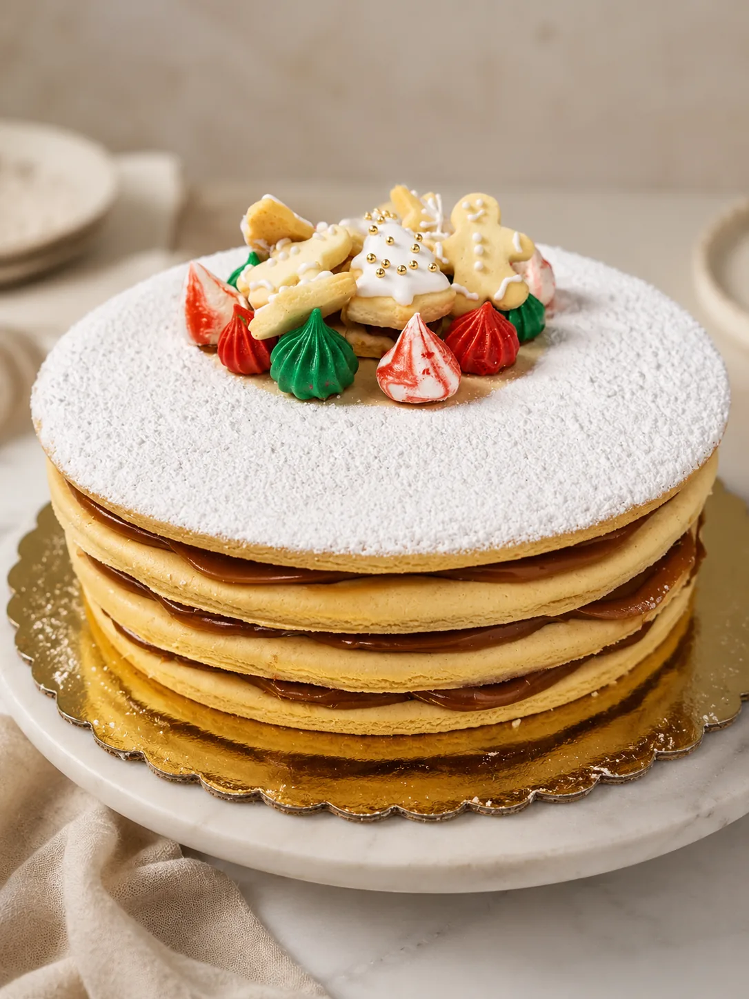 Holiday crepe cake — dulce de leche layers