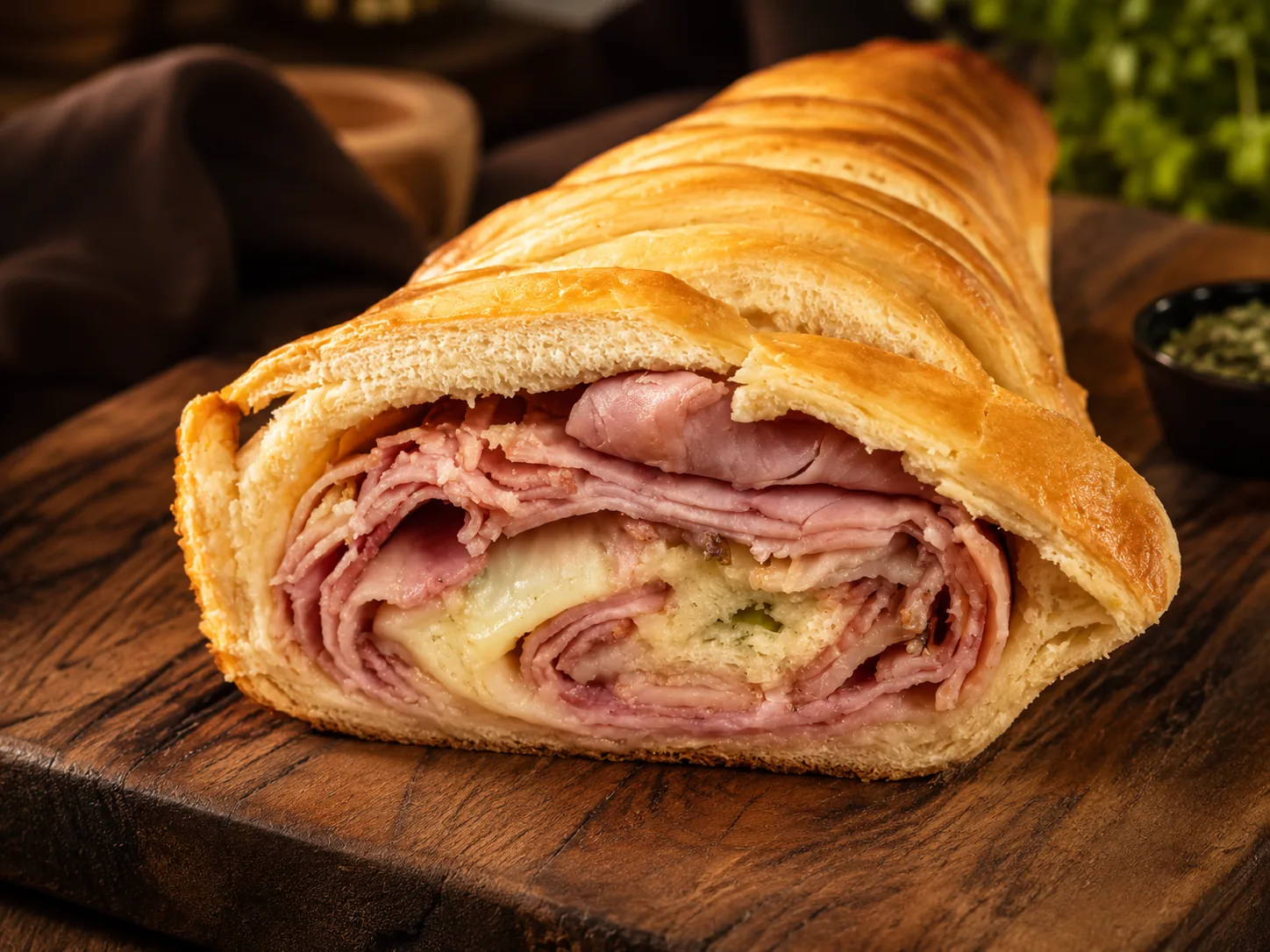Pan de jamón — ham and cheese roll