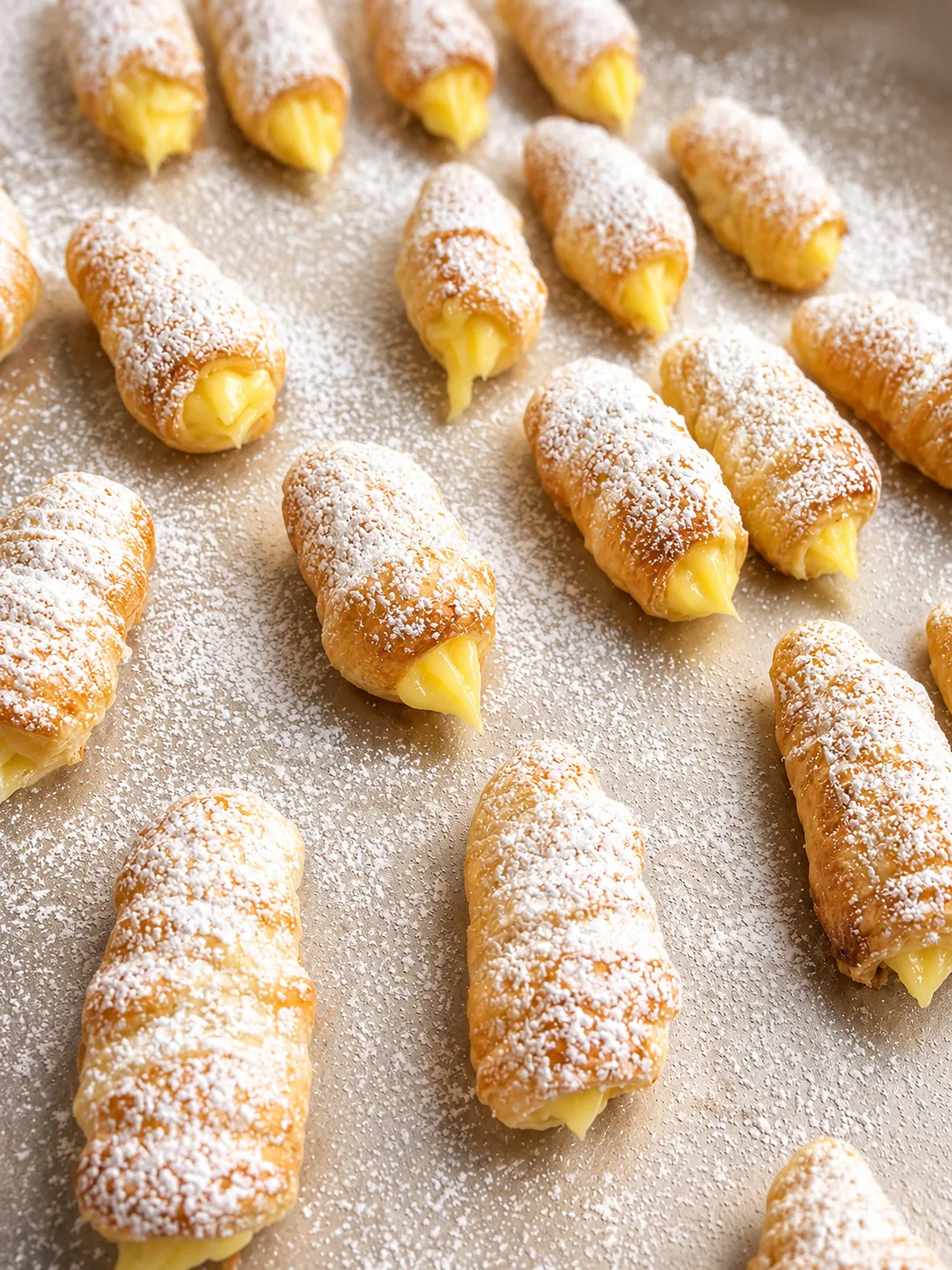 Cañitas — cream-filled puff pastry